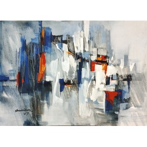 Mashkoor Raza, 30 x 42 Inch, Oil on Canvas, Abstract Painting, AC-MR-513